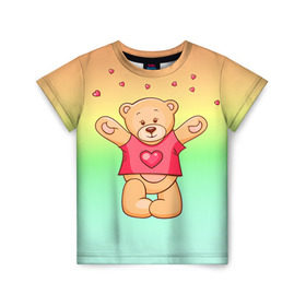 Детская футболка 3D с принтом Funny Bear в Тюмени, 100% гипоаллергенный полиэфир | прямой крой, круглый вырез горловины, длина до линии бедер, чуть спущенное плечо, ткань немного тянется | 14 февраля | bears | teddy | валентин | день святого валентина | игрушки | медведи | милый | мимими | мишка | мишки | подарки | подарок | подарок девушке | подарок парню | тедди
