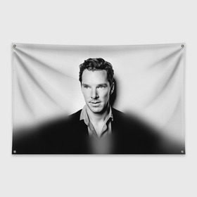 Флаг-баннер с принтом Бенедикт Камбербэтч 3 в Тюмени, 100% полиэстер | размер 67 х 109 см, плотность ткани — 95 г/м2; по краям флага есть четыре люверса для крепления | камбэрбетч | сериал шерлок холмс | холмс | шерлок | шерлок холмс