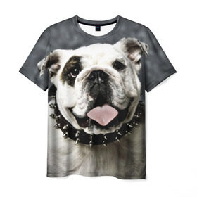 Мужская футболка 3D с принтом Английский бульдог в Тюмени, 100% полиэфир | прямой крой, круглый вырез горловины, длина до линии бедер | Тематика изображения на принте: животное | порода | собака | французский бульдог