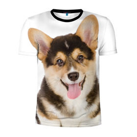 Мужская футболка 3D спортивная с принтом Пемброк-вельш-корги в Тюмени, 100% полиэстер с улучшенными характеристиками | приталенный силуэт, круглая горловина, широкие плечи, сужается к линии бедра | животное | пемброк вельш корги | порода | собака