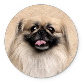 Коврик круглый с принтом Пекинес в Тюмени, резина и полиэстер | круглая форма, изображение наносится на всю лицевую часть | животное | пекинес | порода | собака