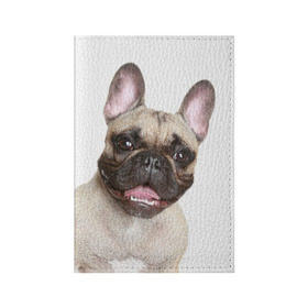 Обложка для паспорта матовая кожа с принтом Французский бульдог в Тюмени, натуральная матовая кожа | размер 19,3 х 13,7 см; прозрачные пластиковые крепления | животное | порода | собака | французский бульдог