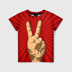 Детская футболка 3D с принтом Всё Peace DATA в Тюмени, 100% гипоаллергенный полиэфир | прямой крой, круглый вырез горловины, длина до линии бедер, чуть спущенное плечо, ткань немного тянется | good | ok | жест | настроение | окей | отлично | рука | хорошо