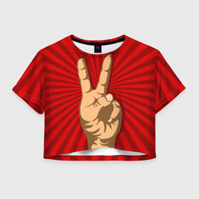 Женская футболка 3D укороченная с принтом Всё Peace DATA в Тюмени, 100% полиэстер | круглая горловина, длина футболки до линии талии, рукава с отворотами | Тематика изображения на принте: good | ok | жест | настроение | окей | отлично | рука | хорошо