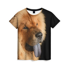 Женская футболка 3D с принтом Чау-чау в Тюмени, 100% полиэфир ( синтетическое хлопкоподобное полотно) | прямой крой, круглый вырез горловины, длина до линии бедер | животное | порода | собака | чау чау