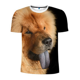 Мужская футболка 3D спортивная с принтом Чау-чау в Тюмени, 100% полиэстер с улучшенными характеристиками | приталенный силуэт, круглая горловина, широкие плечи, сужается к линии бедра | животное | порода | собака | чау чау