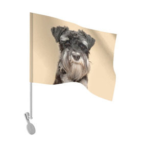 Флаг для автомобиля с принтом Цвергшнауцер в Тюмени, 100% полиэстер | Размер: 30*21 см | животное | порода | собака | цвергшнауцер