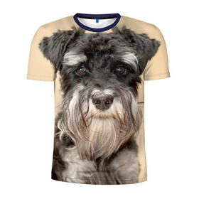 Мужская футболка 3D спортивная с принтом Цвергшнауцер в Тюмени, 100% полиэстер с улучшенными характеристиками | приталенный силуэт, круглая горловина, широкие плечи, сужается к линии бедра | животное | порода | собака | цвергшнауцер