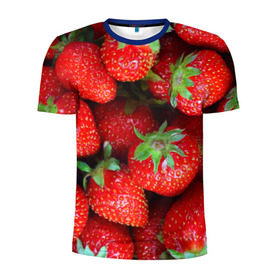 Мужская футболка 3D спортивная с принтом Клубничная в Тюмени, 100% полиэстер с улучшенными характеристиками | приталенный силуэт, круглая горловина, широкие плечи, сужается к линии бедра | Тематика изображения на принте: strawberry | vegan | vegetarian | веган | вегетарианство | йога | клубника | фитнес