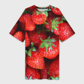 Платье-футболка 3D с принтом Клубничная в Тюмени,  |  | strawberry | vegan | vegetarian | веган | вегетарианство | йога | клубника | фитнес