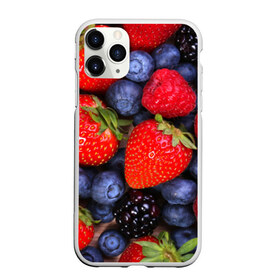 Чехол для iPhone 11 Pro матовый с принтом Berries в Тюмени, Силикон |  | Тематика изображения на принте: strawberry | vegan | vegetarian | веган | вегетарианство | земляника | йога | клубника | фитнес | черника | ягода