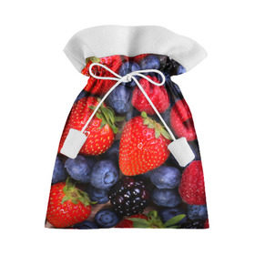Подарочный 3D мешок с принтом Berries в Тюмени, 100% полиэстер | Размер: 29*39 см | strawberry | vegan | vegetarian | веган | вегетарианство | земляника | йога | клубника | фитнес | черника | ягода
