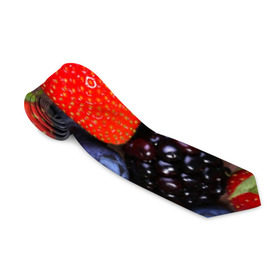 Галстук 3D с принтом Berries в Тюмени, 100% полиэстер | Длина 148 см; Плотность 150-180 г/м2 | Тематика изображения на принте: strawberry | vegan | vegetarian | веган | вегетарианство | земляника | йога | клубника | фитнес | черника | ягода