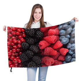 Флаг 3D с принтом Ягодная в Тюмени, 100% полиэстер | плотность ткани — 95 г/м2, размер — 67 х 109 см. Принт наносится с одной стороны | strawberry | vegan | vegetarian | будизм | веган | вегетарианство | земляника | йога | клубника | клюква | фитнес | черника | ягода