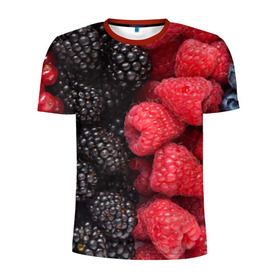 Мужская футболка 3D спортивная с принтом Ягодная в Тюмени, 100% полиэстер с улучшенными характеристиками | приталенный силуэт, круглая горловина, широкие плечи, сужается к линии бедра | strawberry | vegan | vegetarian | будизм | веган | вегетарианство | земляника | йога | клубника | клюква | фитнес | черника | ягода