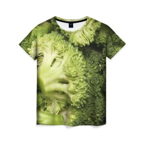 Женская футболка 3D с принтом Брокколи в Тюмени, 100% полиэфир ( синтетическое хлопкоподобное полотно) | прямой крой, круглый вырез горловины, длина до линии бедер | vegan | vegetarian | брокколи | будизм | веган | вегетарианство | йога | сыроедение | фитнес