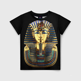 Детская футболка 3D с принтом Фараон Тутанхамон в Тюмени, 100% гипоаллергенный полиэфир | прямой крой, круглый вырез горловины, длина до линии бедер, чуть спущенное плечо, ткань немного тянется | Тематика изображения на принте: египет | тутанхамон | фараон | фараон тутанхамонмаска фараона