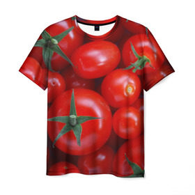 Мужская футболка 3D с принтом Томатная в Тюмени, 100% полиэфир | прямой крой, круглый вырез горловины, длина до линии бедер | Тематика изображения на принте: tomato | vegan | vegetarian | будизм | веган | вегетарианство | йога | помидор | сыроедение | томат | фитнес | ягода