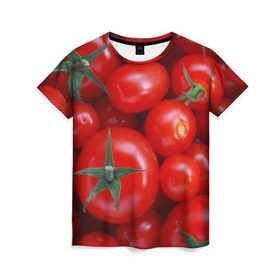 Женская футболка 3D с принтом Томатная в Тюмени, 100% полиэфир ( синтетическое хлопкоподобное полотно) | прямой крой, круглый вырез горловины, длина до линии бедер | tomato | vegan | vegetarian | будизм | веган | вегетарианство | йога | помидор | сыроедение | томат | фитнес | ягода