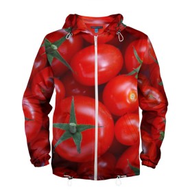 Мужская ветровка 3D с принтом Томатная в Тюмени, 100% полиэстер | подол и капюшон оформлены резинкой с фиксаторами, два кармана без застежек по бокам, один потайной карман на груди | tomato | vegan | vegetarian | будизм | веган | вегетарианство | йога | помидор | сыроедение | томат | фитнес | ягода