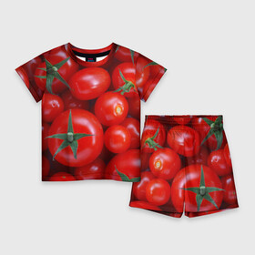 Детский костюм с шортами 3D с принтом Томатная в Тюмени,  |  | tomato | vegan | vegetarian | будизм | веган | вегетарианство | йога | помидор | сыроедение | томат | фитнес | ягода