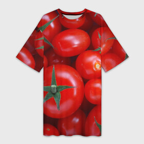 Платье-футболка 3D с принтом Томатная в Тюмени,  |  | tomato | vegan | vegetarian | будизм | веган | вегетарианство | йога | помидор | сыроедение | томат | фитнес | ягода