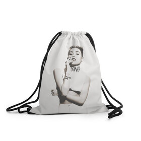 Рюкзак-мешок 3D с принтом Miley в Тюмени, 100% полиэстер | плотность ткани — 200 г/м2, размер — 35 х 45 см; лямки — толстые шнурки, застежка на шнуровке, без карманов и подкладки | cyrus | miley | майли | музыка | сайрус