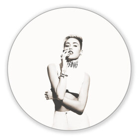 Коврик круглый с принтом Miley в Тюмени, резина и полиэстер | круглая форма, изображение наносится на всю лицевую часть | cyrus | miley | майли | музыка | сайрус