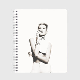 Тетрадь с принтом Miley в Тюмени, 100% бумага | 48 листов, плотность листов — 60 г/м2, плотность картонной обложки — 250 г/м2. Листы скреплены сбоку удобной пружинной спиралью. Уголки страниц и обложки скругленные. Цвет линий — светло-серый
 | cyrus | miley | майли | музыка | сайрус
