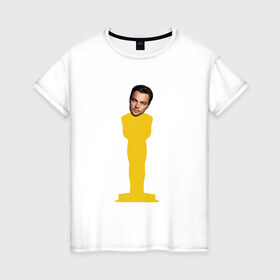 Женская футболка хлопок с принтом Oscar Dicaprio в Тюмени, 100% хлопок | прямой крой, круглый вырез горловины, длина до линии бедер, слегка спущенное плечо | dicaprio | leo | oscar | дикаприо | леонардо | оскар