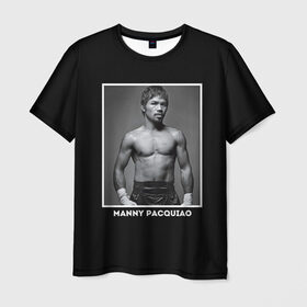 Мужская футболка 3D с принтом Мэнни Пакьяо чб в Тюмени, 100% полиэфир | прямой крой, круглый вырез горловины, длина до линии бедер | boxing | бокс | боксер | мэнни | мэнни пакьяо | пакьяо | спорт | чемпион мира
