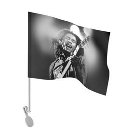 Флаг для автомобиля с принтом Боб Марли 2 в Тюмени, 100% полиэстер | Размер: 30*21 см | bob marley | боб марли | музыка | регги