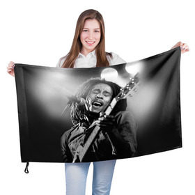 Флаг 3D с принтом Боб Марли 2 в Тюмени, 100% полиэстер | плотность ткани — 95 г/м2, размер — 67 х 109 см. Принт наносится с одной стороны | bob marley | боб марли | музыка | регги