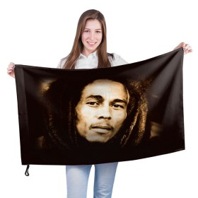 Флаг 3D с принтом Боб Марли 3 в Тюмени, 100% полиэстер | плотность ткани — 95 г/м2, размер — 67 х 109 см. Принт наносится с одной стороны | bob marley | боб марли | музыка | регги