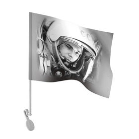Флаг для автомобиля с принтом Гагарин 1 в Тюмени, 100% полиэстер | Размер: 30*21 см | гагарин | космос | космос наш | поехали | ретро | ссср | юрий гагарин