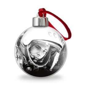 Ёлочный шар с принтом Гагарин 1 в Тюмени, Пластик | Диаметр: 77 мм | гагарин | космос | космос наш | поехали | ретро | ссср | юрий гагарин
