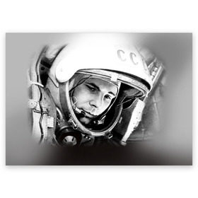 Поздравительная открытка с принтом Гагарин 1 в Тюмени, 100% бумага | плотность бумаги 280 г/м2, матовая, на обратной стороне линовка и место для марки
 | Тематика изображения на принте: гагарин | космос | космос наш | поехали | ретро | ссср | юрий гагарин
