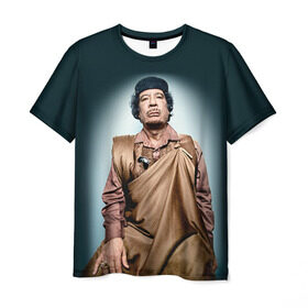 Мужская футболка 3D с принтом Каддафи 1 в Тюмени, 100% полиэфир | прямой крой, круглый вырез горловины, длина до линии бедер | каддафи | муаммар каддафи | революция