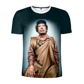 Мужская футболка 3D спортивная с принтом Каддафи 1 в Тюмени, 100% полиэстер с улучшенными характеристиками | приталенный силуэт, круглая горловина, широкие плечи, сужается к линии бедра | каддафи | муаммар каддафи | революция