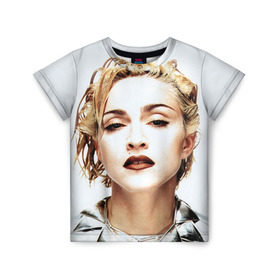 Детская футболка 3D с принтом Мадонна 3 в Тюмени, 100% гипоаллергенный полиэфир | прямой крой, круглый вырез горловины, длина до линии бедер, чуть спущенное плечо, ткань немного тянется | madonna | мадонна | музыка