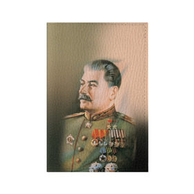 Обложка для паспорта матовая кожа с принтом Сталин 1 в Тюмени, натуральная матовая кожа | размер 19,3 х 13,7 см; прозрачные пластиковые крепления | знаменитости | иосиф сталин | ретро | ссср