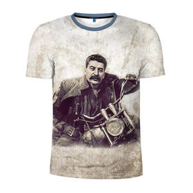 Мужская футболка 3D спортивная с принтом Сталин 2 в Тюмени, 100% полиэстер с улучшенными характеристиками | приталенный силуэт, круглая горловина, широкие плечи, сужается к линии бедра | знаменитости | иосиф сталин | ретро | ссср