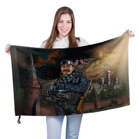Флаг 3D с принтом Сталин 3 в Тюмени, 100% полиэстер | плотность ткани — 95 г/м2, размер — 67 х 109 см. Принт наносится с одной стороны | знаменитости | иосиф сталин | ретро | ссср