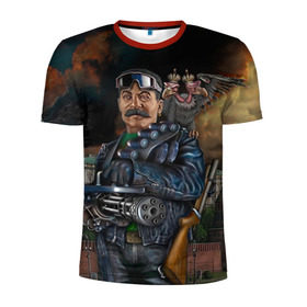 Мужская футболка 3D спортивная с принтом Сталин 3 в Тюмени, 100% полиэстер с улучшенными характеристиками | приталенный силуэт, круглая горловина, широкие плечи, сужается к линии бедра | знаменитости | иосиф сталин | ретро | ссср
