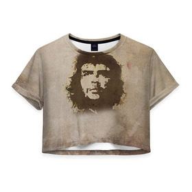 Женская футболка 3D укороченная с принтом Че Гевара 2 в Тюмени, 100% полиэстер | круглая горловина, длина футболки до линии талии, рукава с отворотами | ernesto che guevara | куба | революционер | революция | ретро | эрнесто че гевара