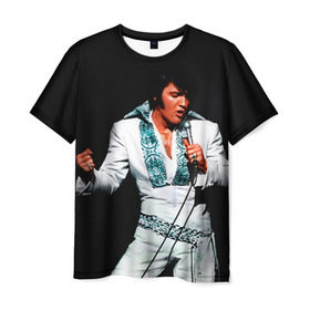 Мужская футболка 3D с принтом Элвис 3 в Тюмени, 100% полиэфир | прямой крой, круглый вырез горловины, длина до линии бедер | elvis presley | rock n roll | музыка | ретро | рок н ролл | элвис пресли