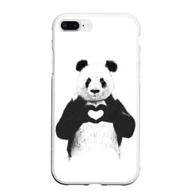 Чехол для iPhone 7Plus/8 Plus матовый с принтом Панда Love в Тюмени, Силикон | Область печати: задняя сторона чехла, без боковых панелей | панда