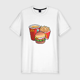 Мужская футболка премиум с принтом Фастфуд в Тюмени, 92% хлопок, 8% лайкра | приталенный силуэт, круглый вырез ворота, длина до линии бедра, короткий рукав | бургер | макдак | фри