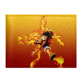 Обложка для студенческого билета с принтом Луффи из One Piece в Тюмени, натуральная кожа | Размер: 11*8 см; Печать на всей внешней стороне | fire | luffi | огонь