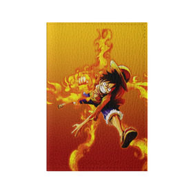 Обложка для паспорта матовая кожа с принтом Луффи из One Piece в Тюмени, натуральная матовая кожа | размер 19,3 х 13,7 см; прозрачные пластиковые крепления | fire | luffi | огонь